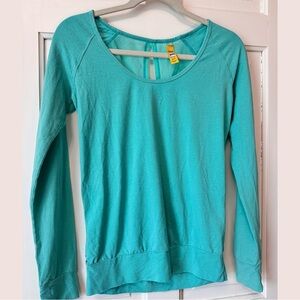 Lole XS Teal Long-Sleeve Scoop Neck gym Top